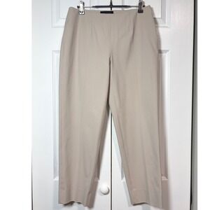 Piazza Sempione Audrey Beige Tan Side Zip Cropped Pants Made in Italy Size 42